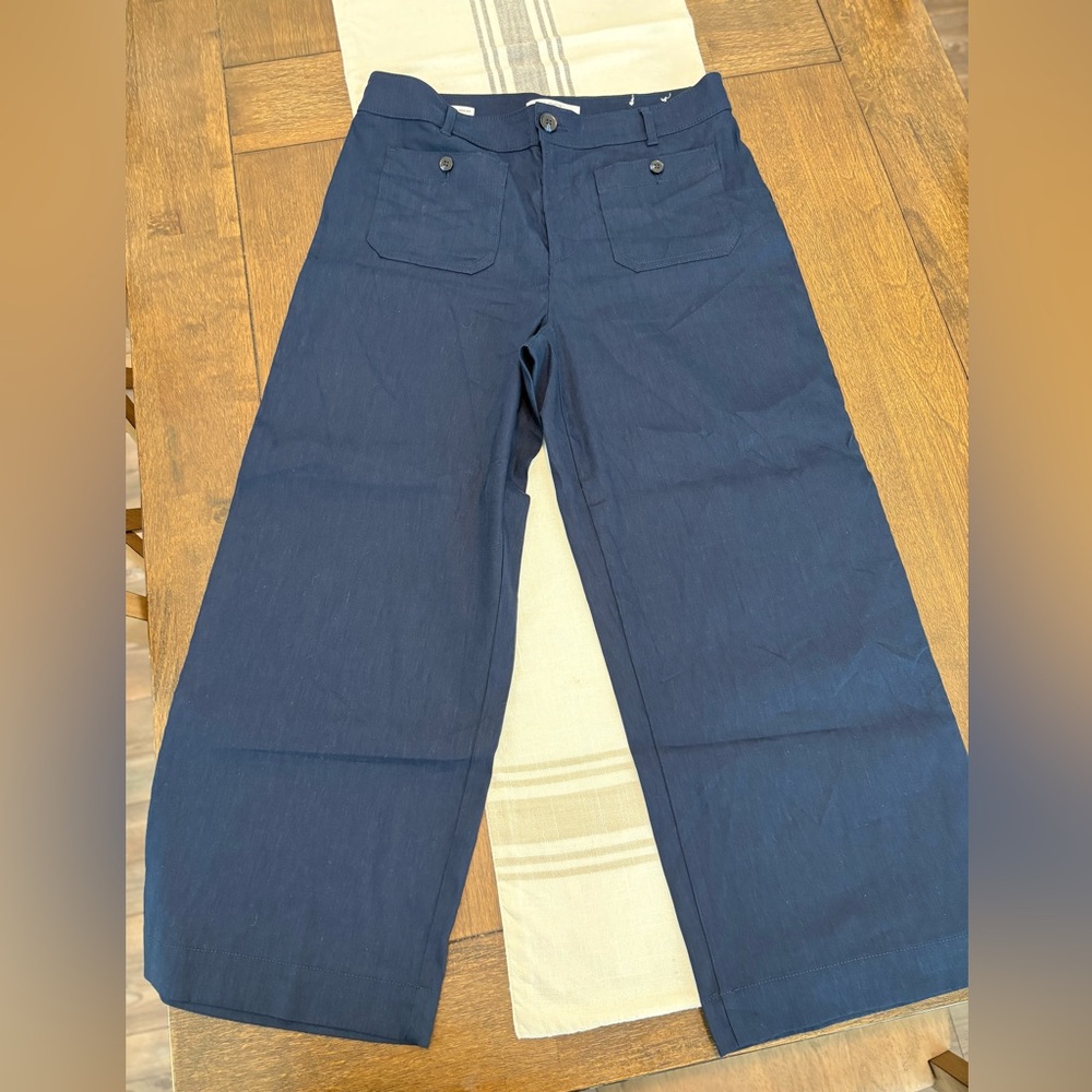 LOFT Blue Wide Leg Linen Pants